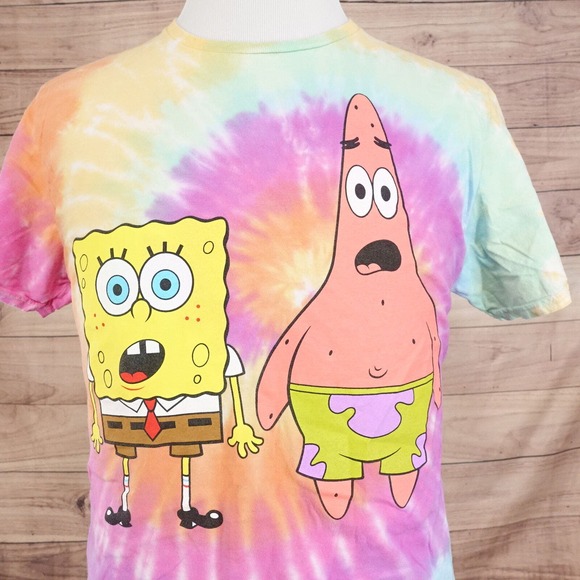 NICKELODEON SPONGEBOB SQUAREPANTS PATRICK TIE DYE CARTOON T-SHIRT SZ M - Picture 1 of 5